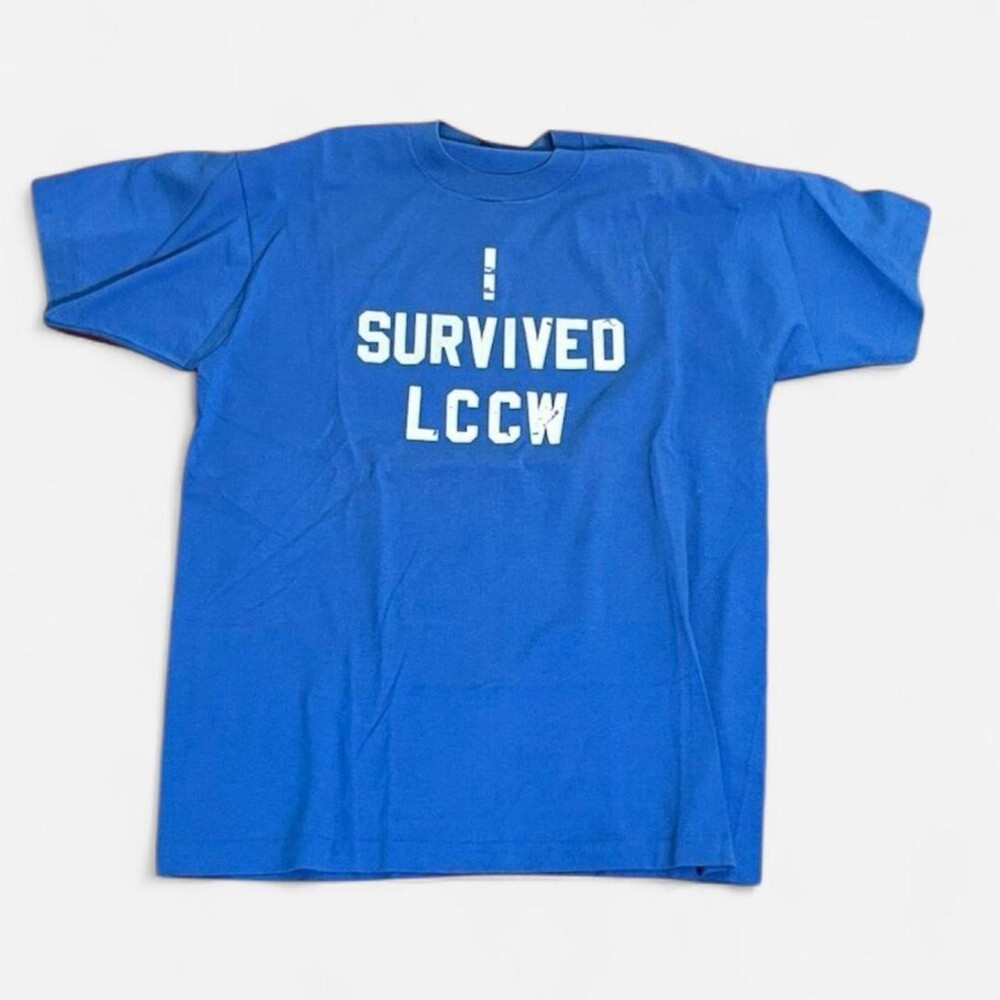 Vintage Screen Stars I Survived Men's Blue T-shirt